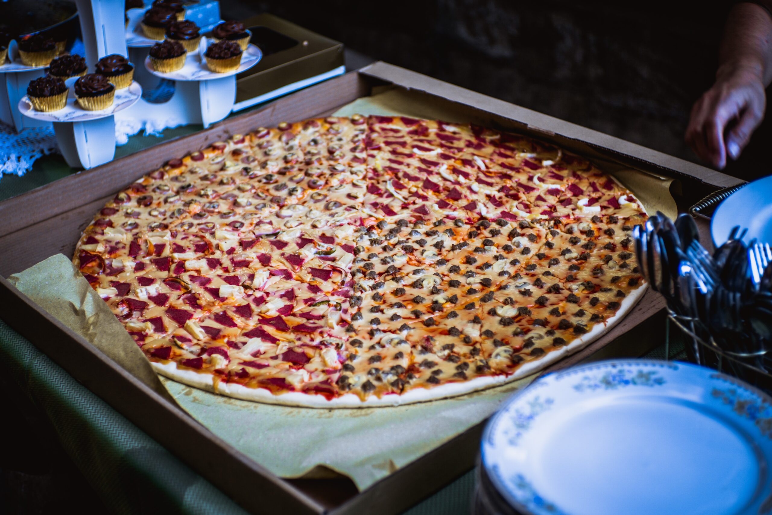 Pizza in a cardboard box. XL